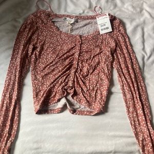 Never worn peach and whit floral crop top